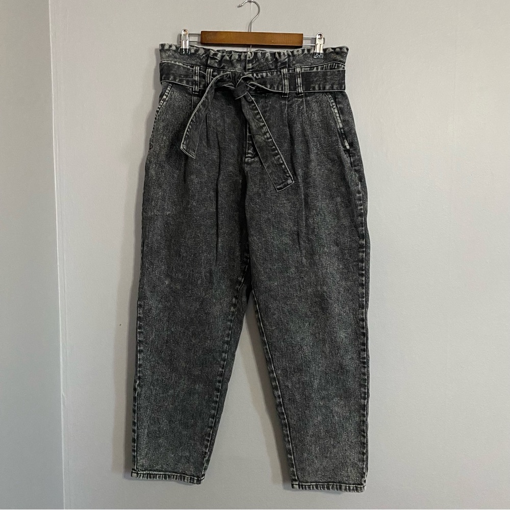 NWT Size 12 Who What Wear Black High Rise Paperbag Jeans